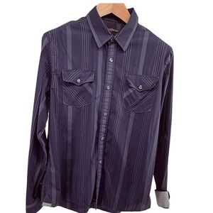 Private 1976 Blue Striped Button Down Shirt Long Sleeve Western Mens‎ L